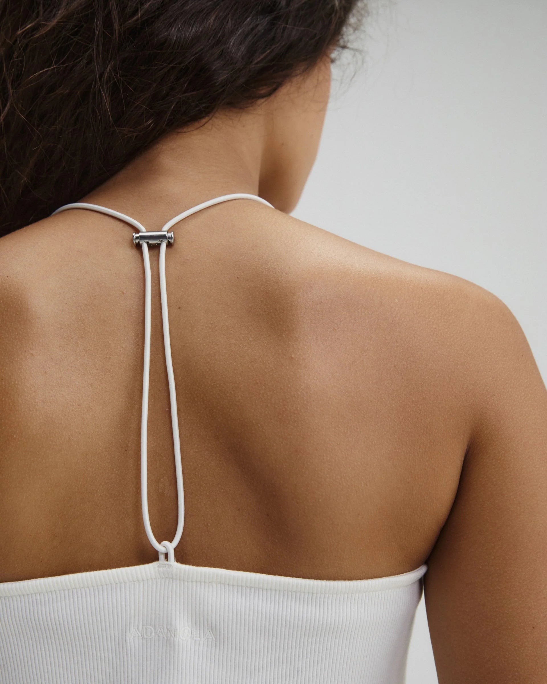 Toggle Back Rib Top - White
