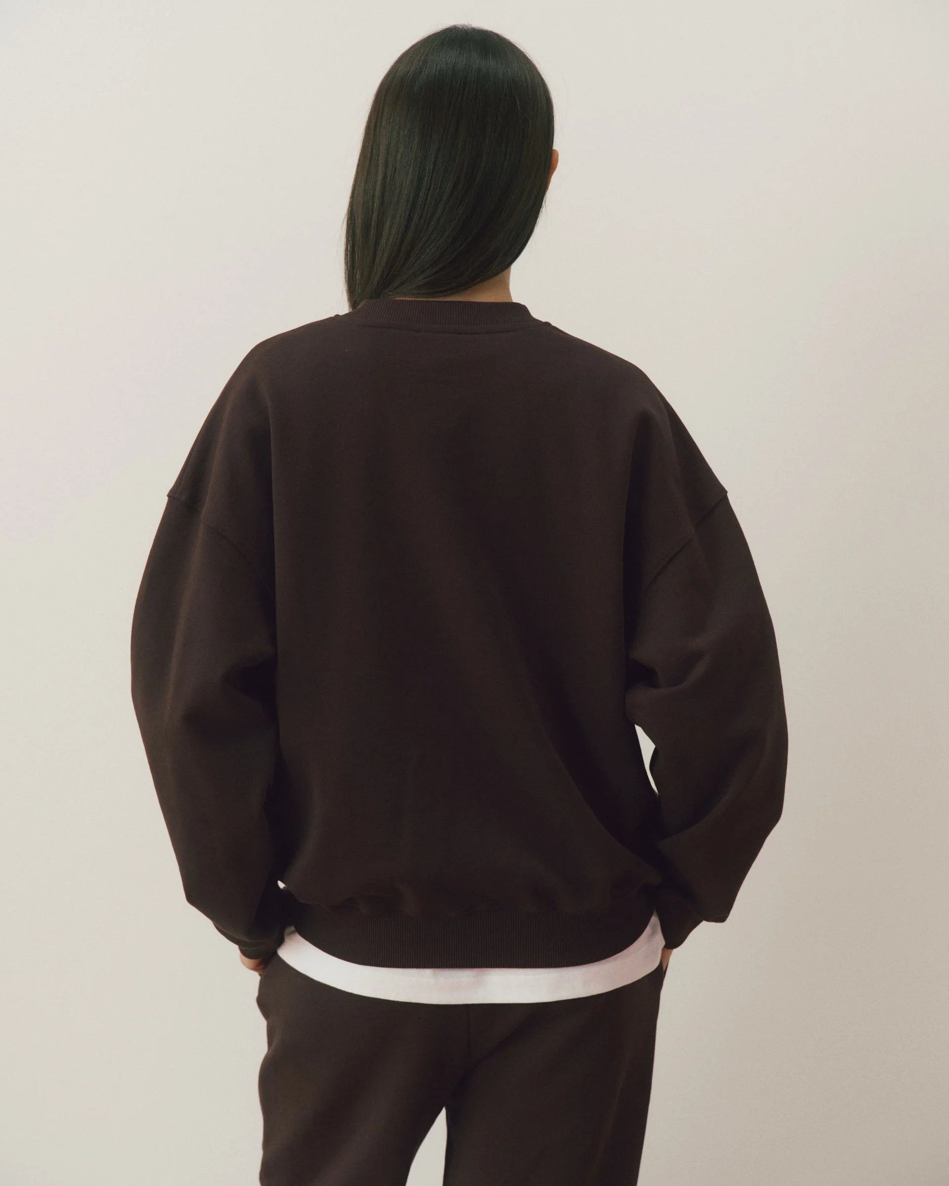 Le Mode De Vie Oversized Sweatshirt - Coffee Bean/Airy Blue