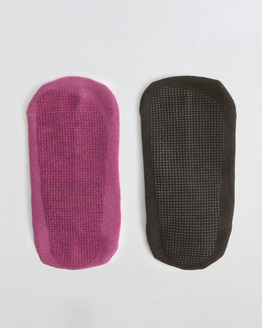 2 Pack Pilates Grip Socks - Coffee Bean/Deep Pink