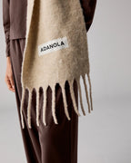 Wool Blend Brushed Scarf - Stone