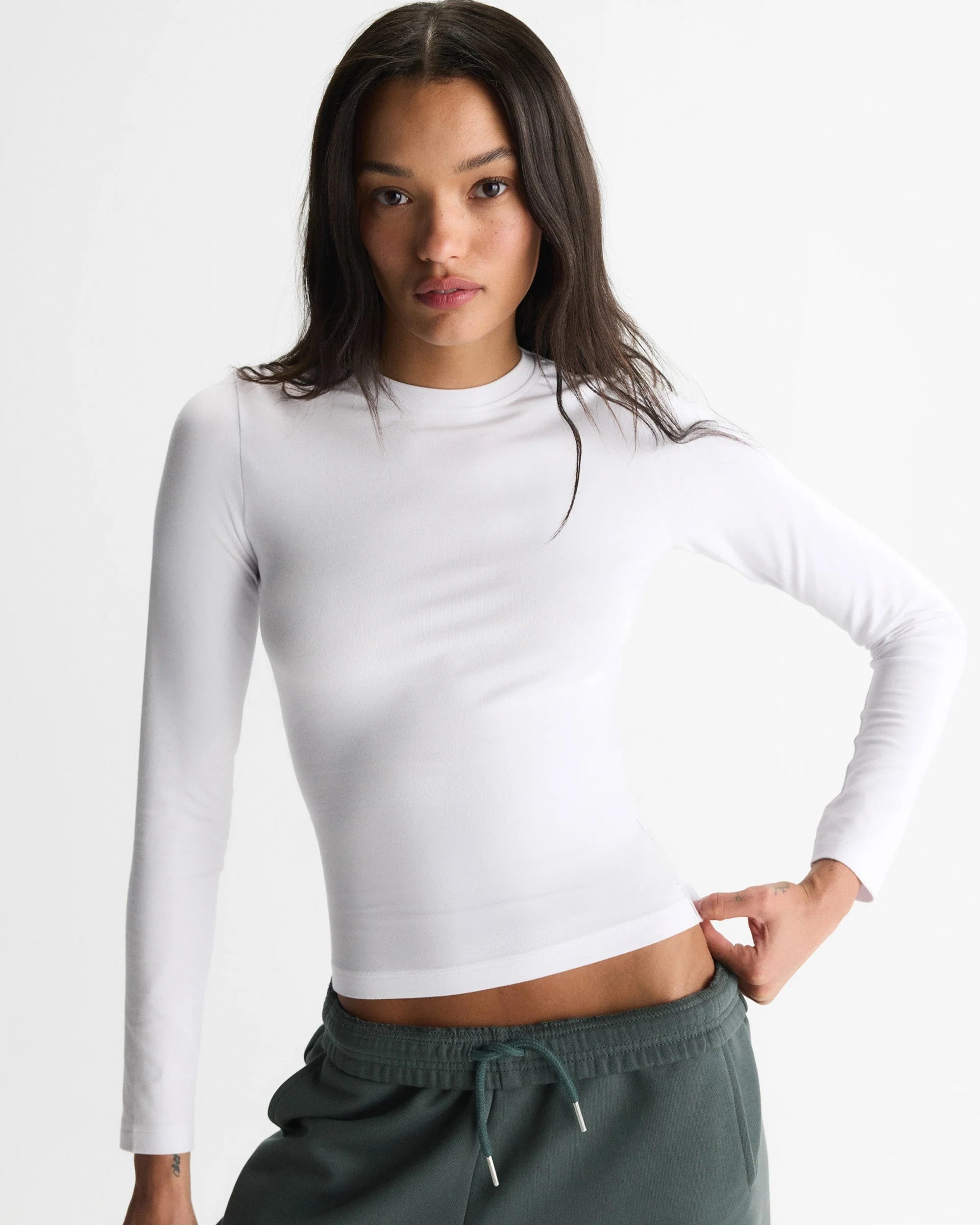 Soft Modal Long Sleeve Top - White