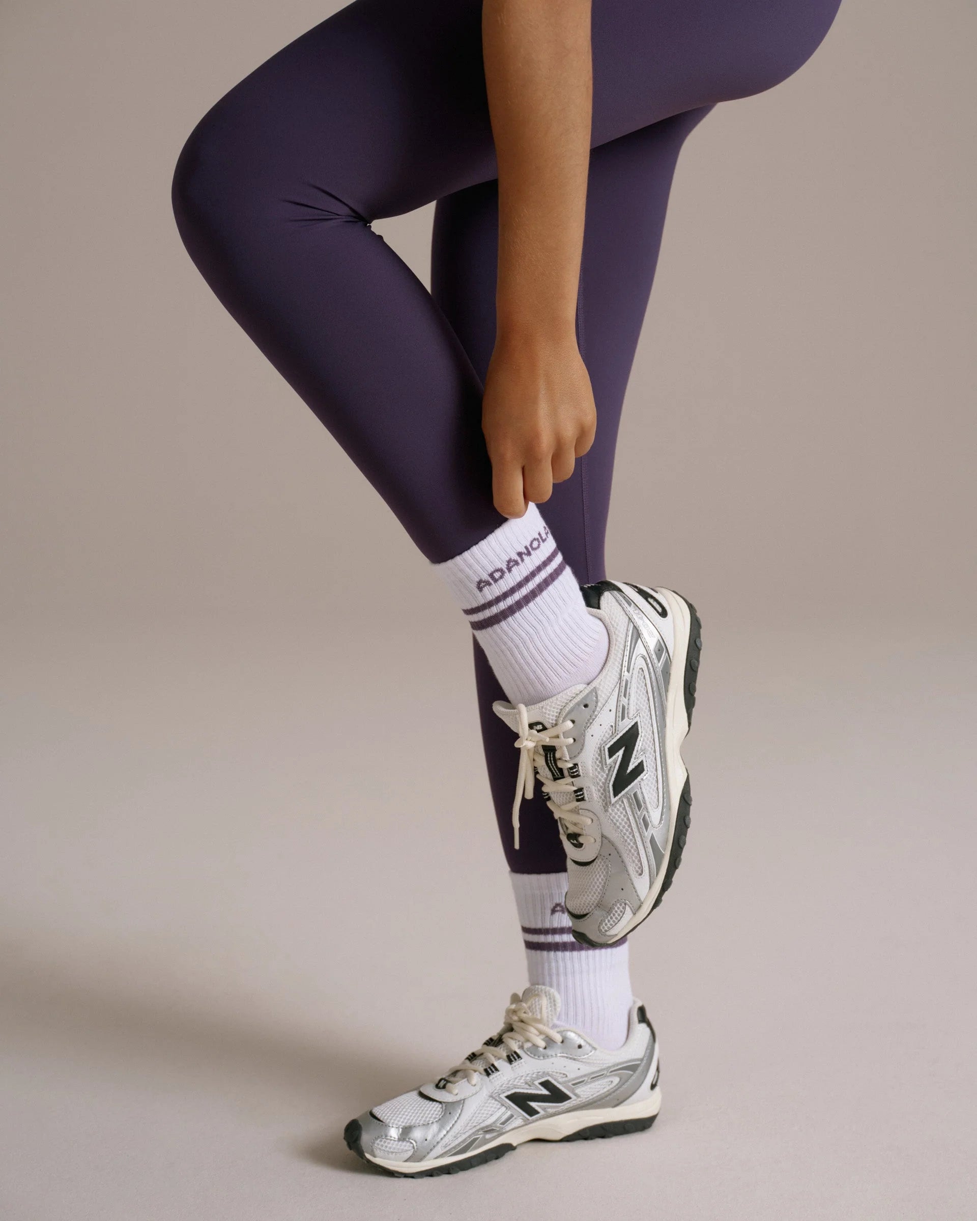 Sport Stripe Socks - White/Dark Plum