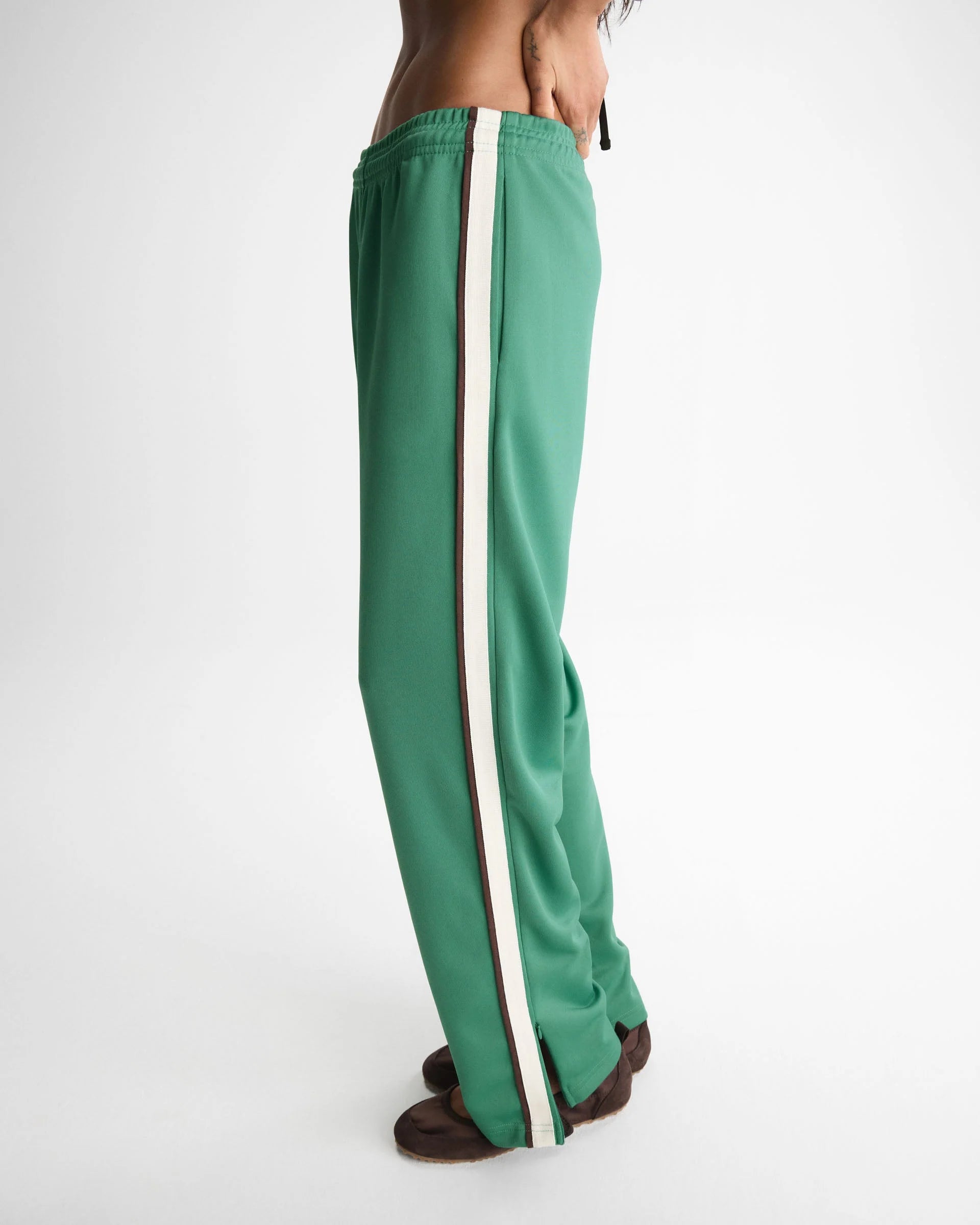 Side Stripe Track Pants - Eucalyptus Green