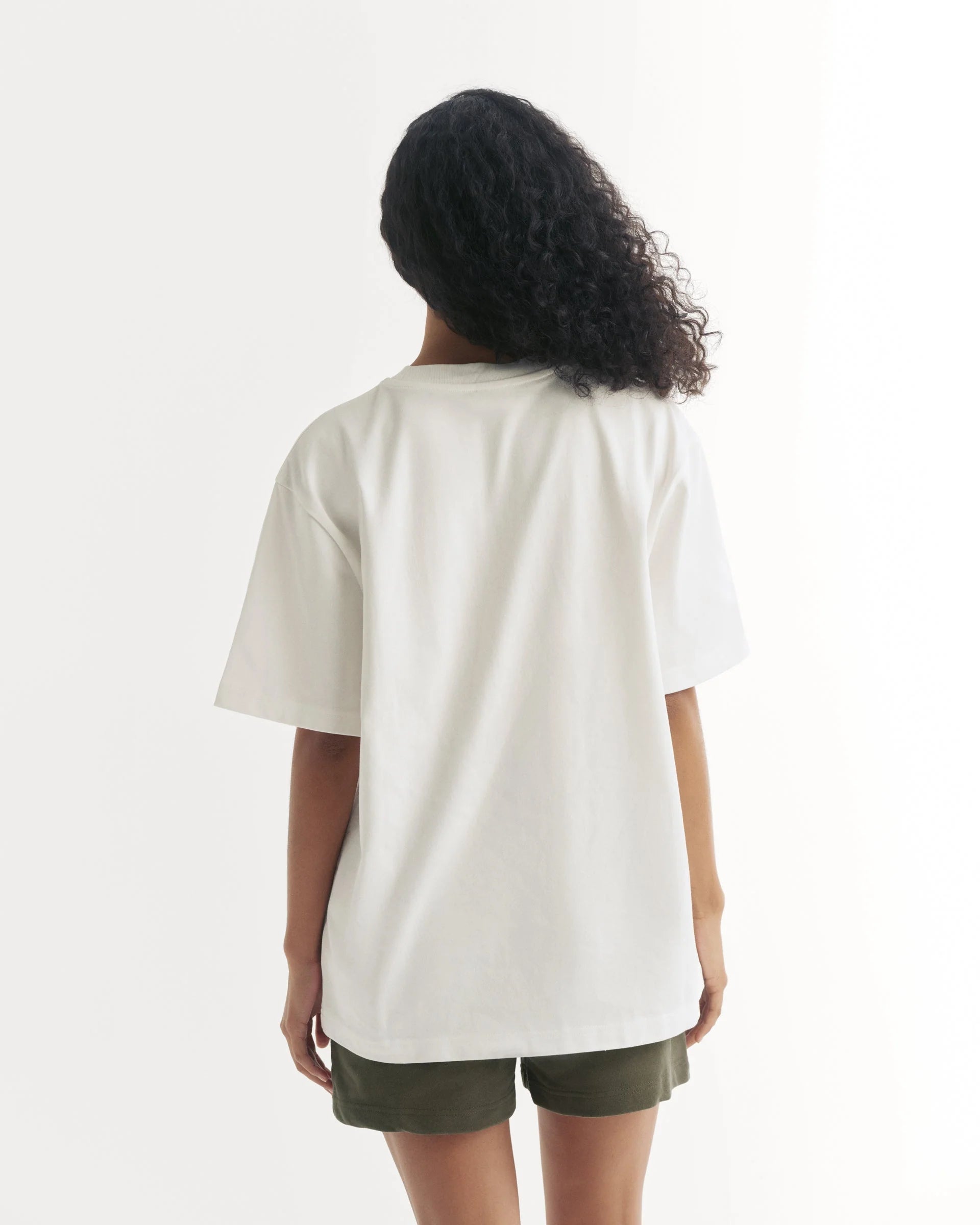 Varsity Short Sleeve Oversized T-shirt - White/Olive Green