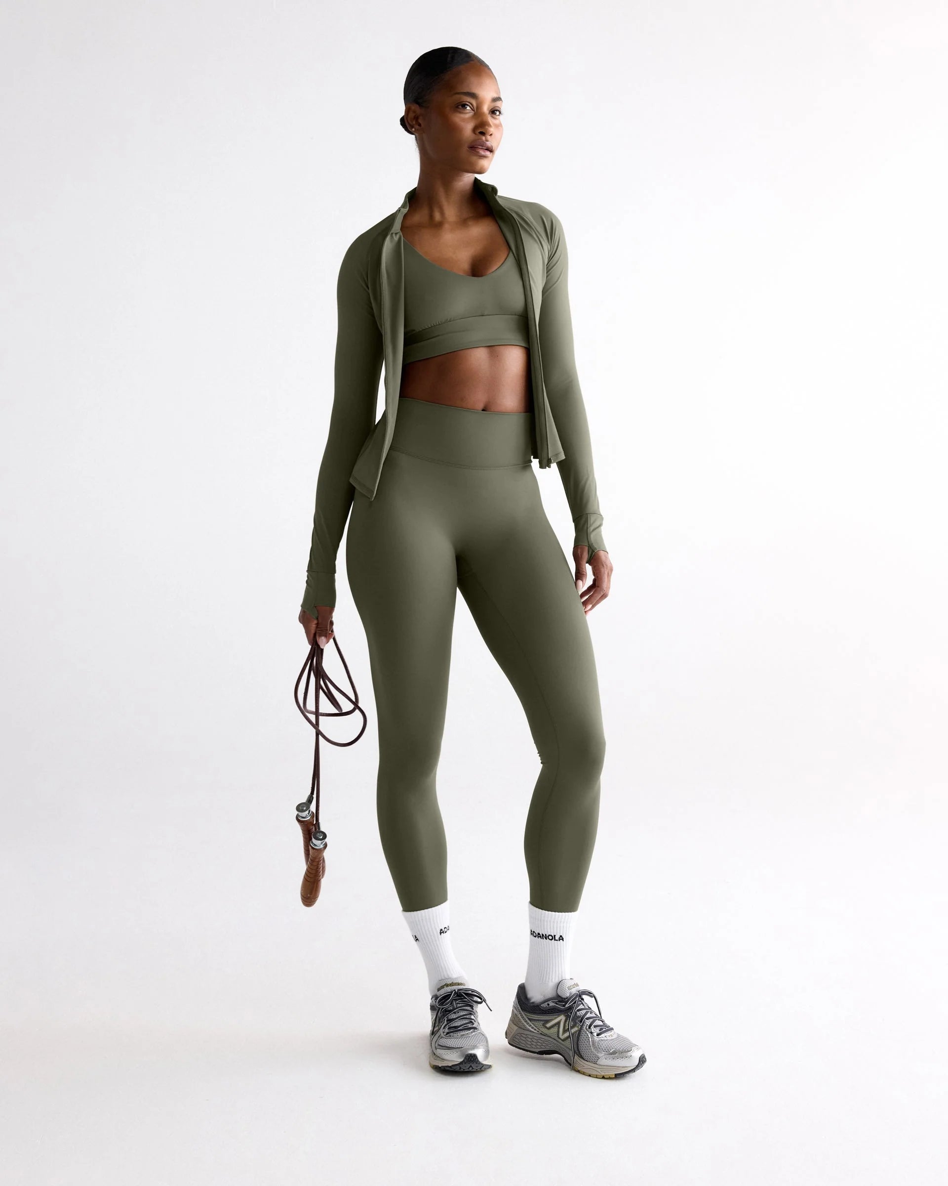 Ultimate Long Sleeve Zip Up Top - Olive Green