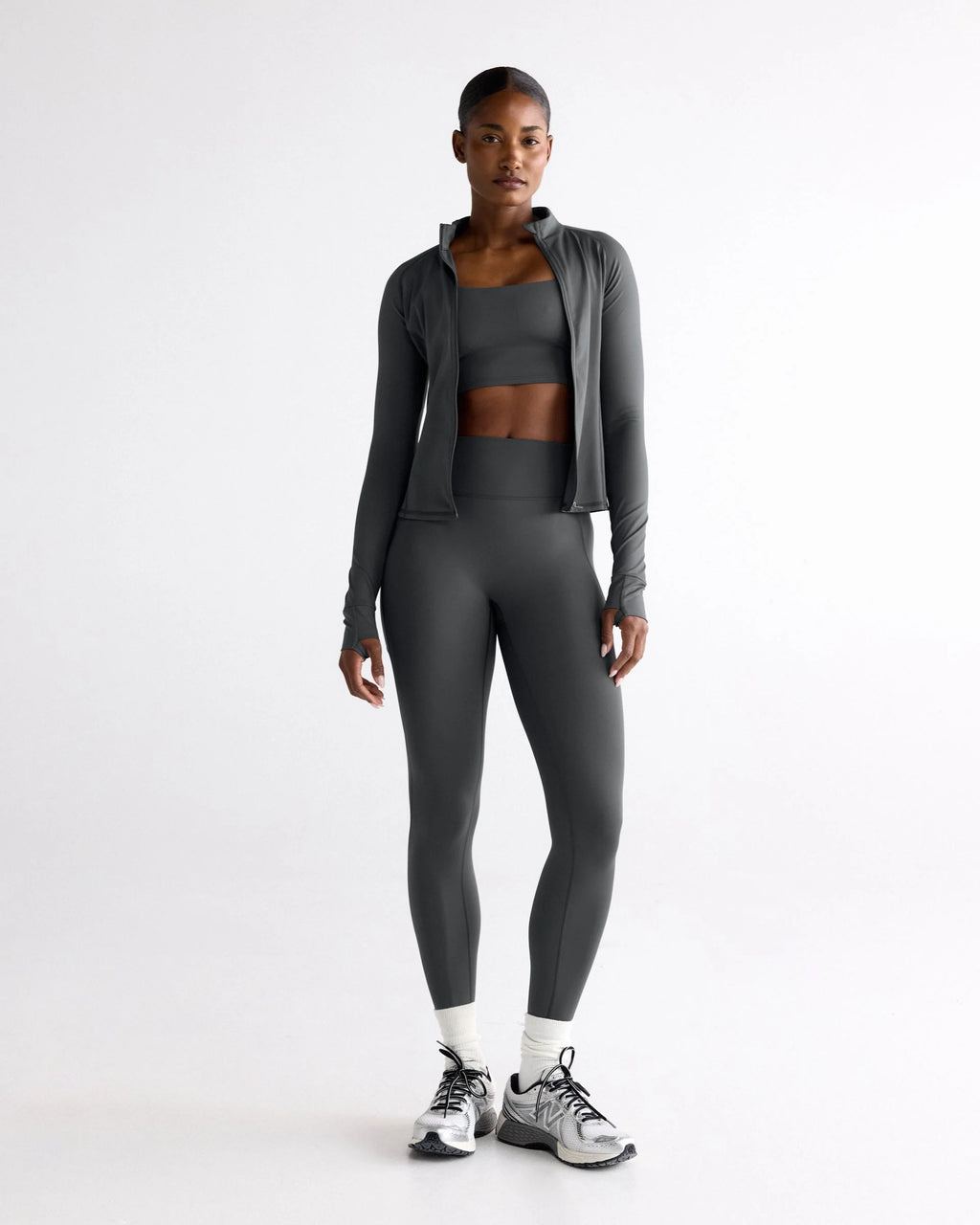 Ultimate Long Sleeve Zip Up Top - Graphite Grey