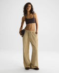 Terry Towelling Straight Leg Trousers - Caramel Beige