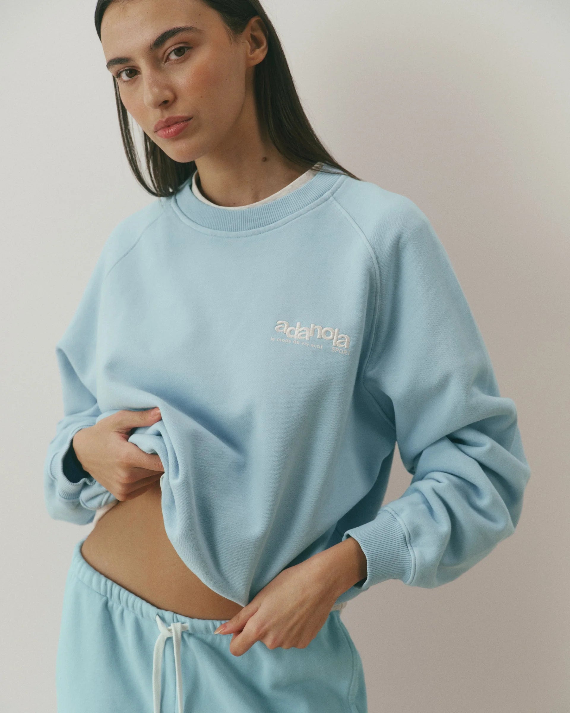 Le Mode De Vie Washed Loose Fit Sweatshirt - Breeze Blue/Marshmallow White