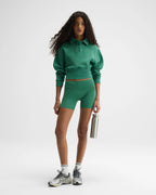 Jersey Cinched Waist Polo Sweatshirt - Eucalyptus Green