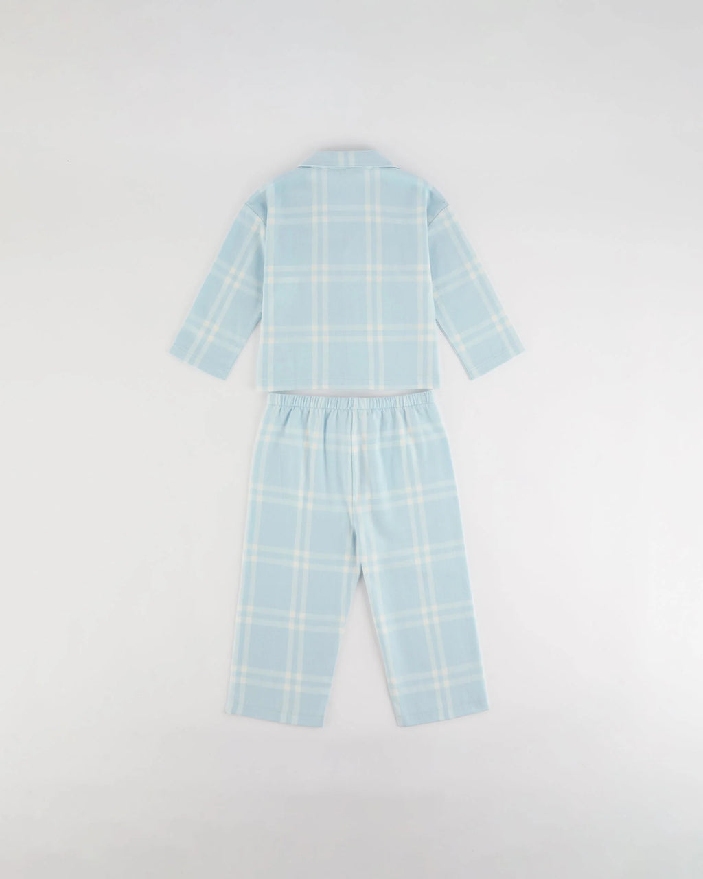 Mini Brushed Checked Pyjamas - Light Blue