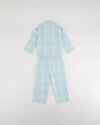Mini Brushed Checked Pyjamas - Light Blue