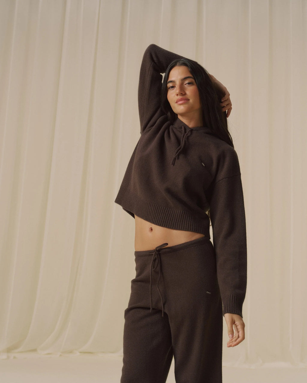 Lightweight Merino Wool Knit Trousers - Coffee Bean