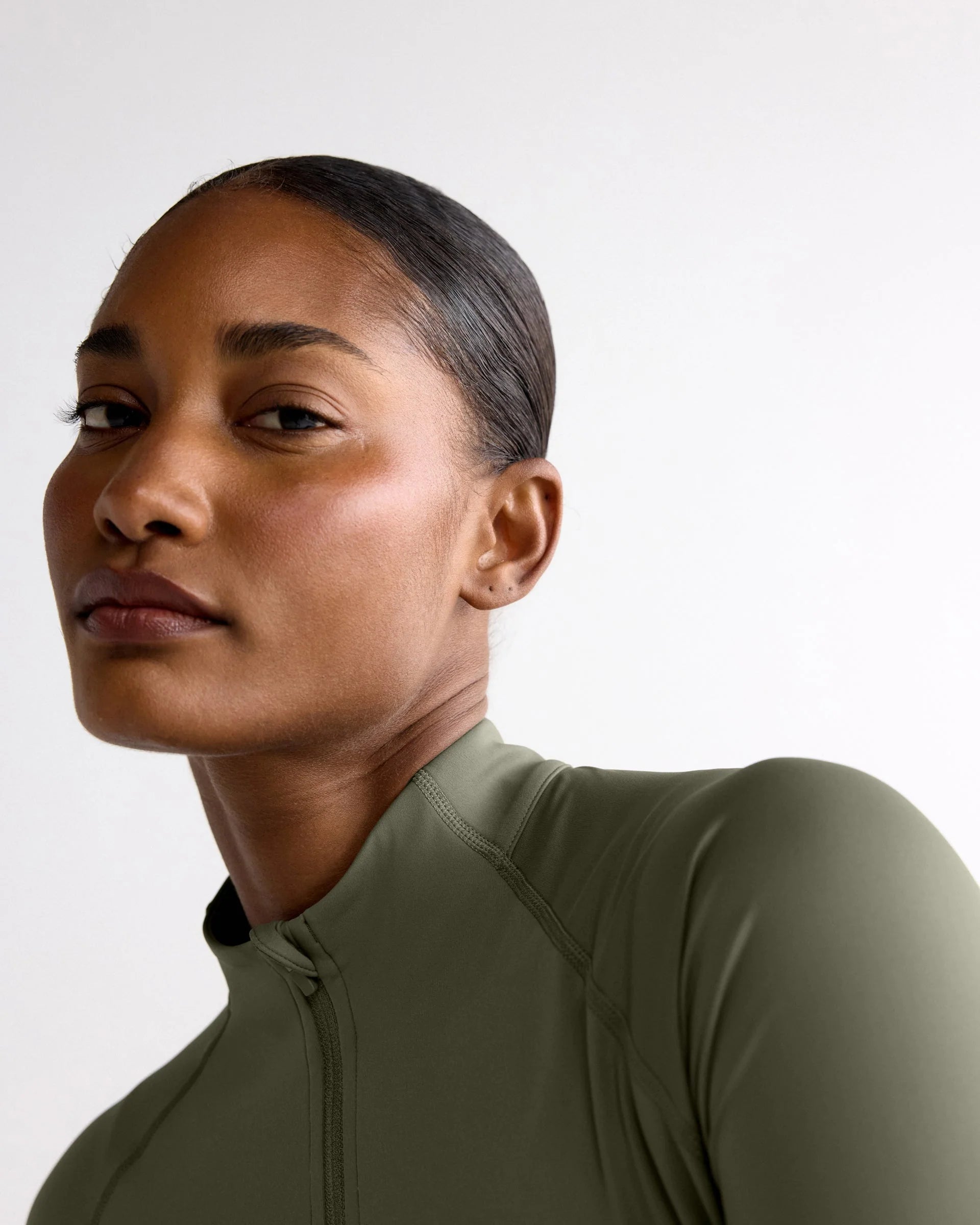 Ultimate Long Sleeve Zip Up Top - Olive Green