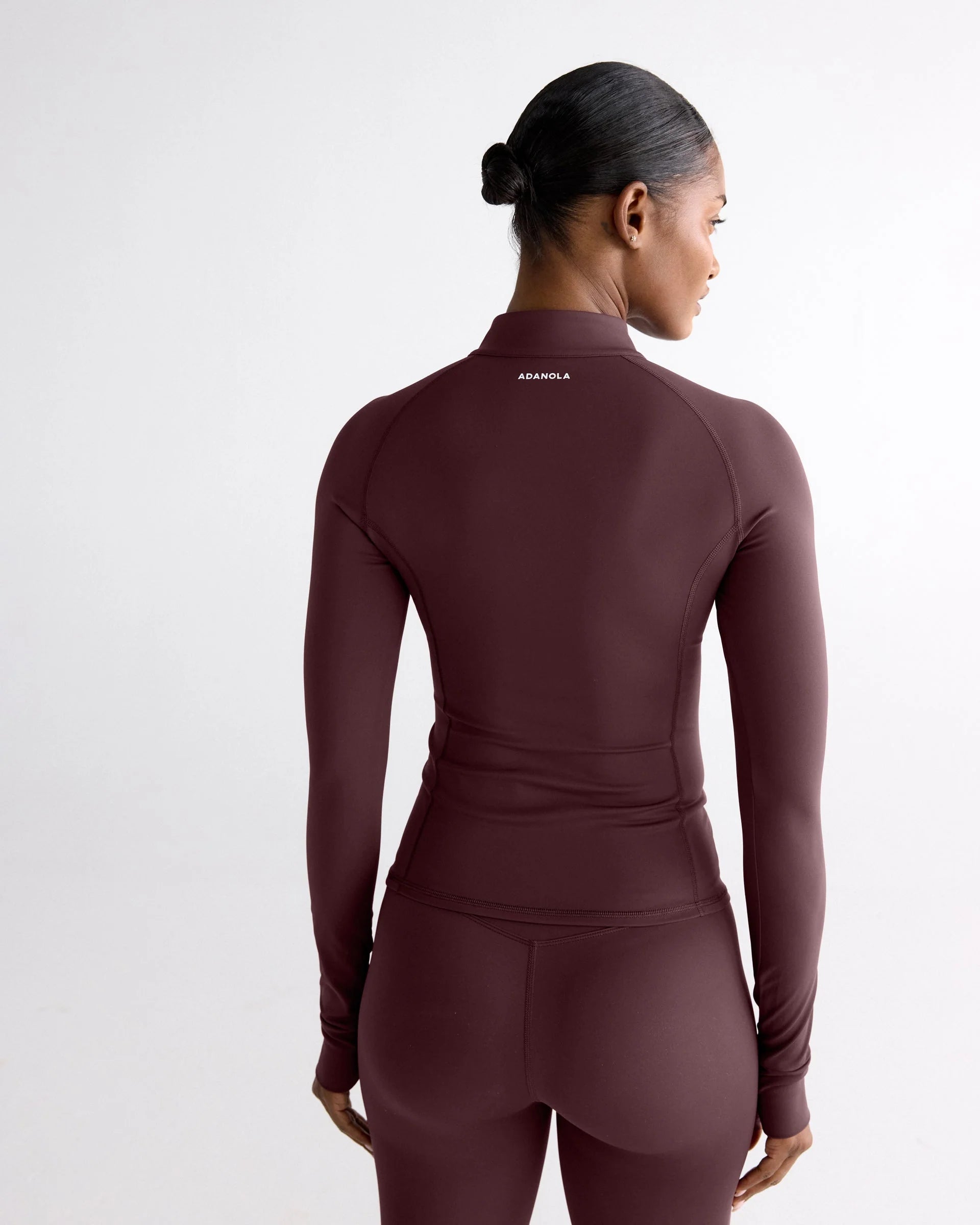Ultimate Long Sleeve Zip Up Top - Mulberry Red