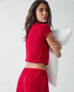 Pointelle Baby T-shirt - Classic Red