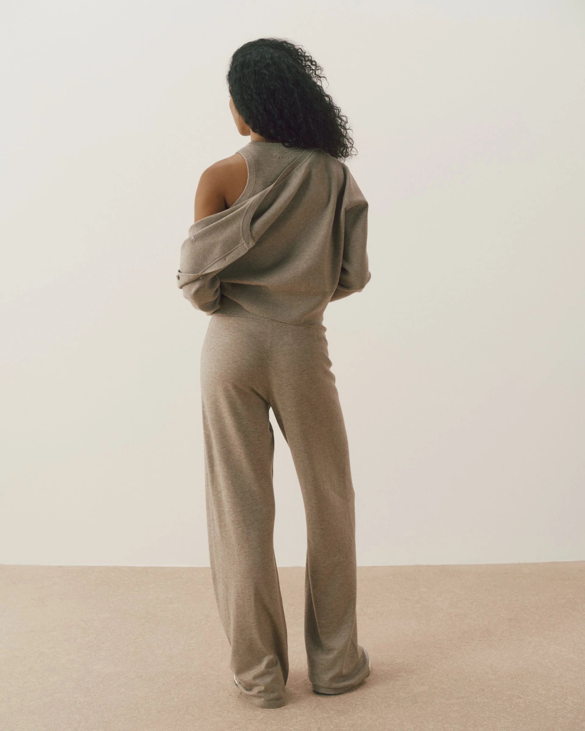 Knit Straight Leg Trousers - Sand