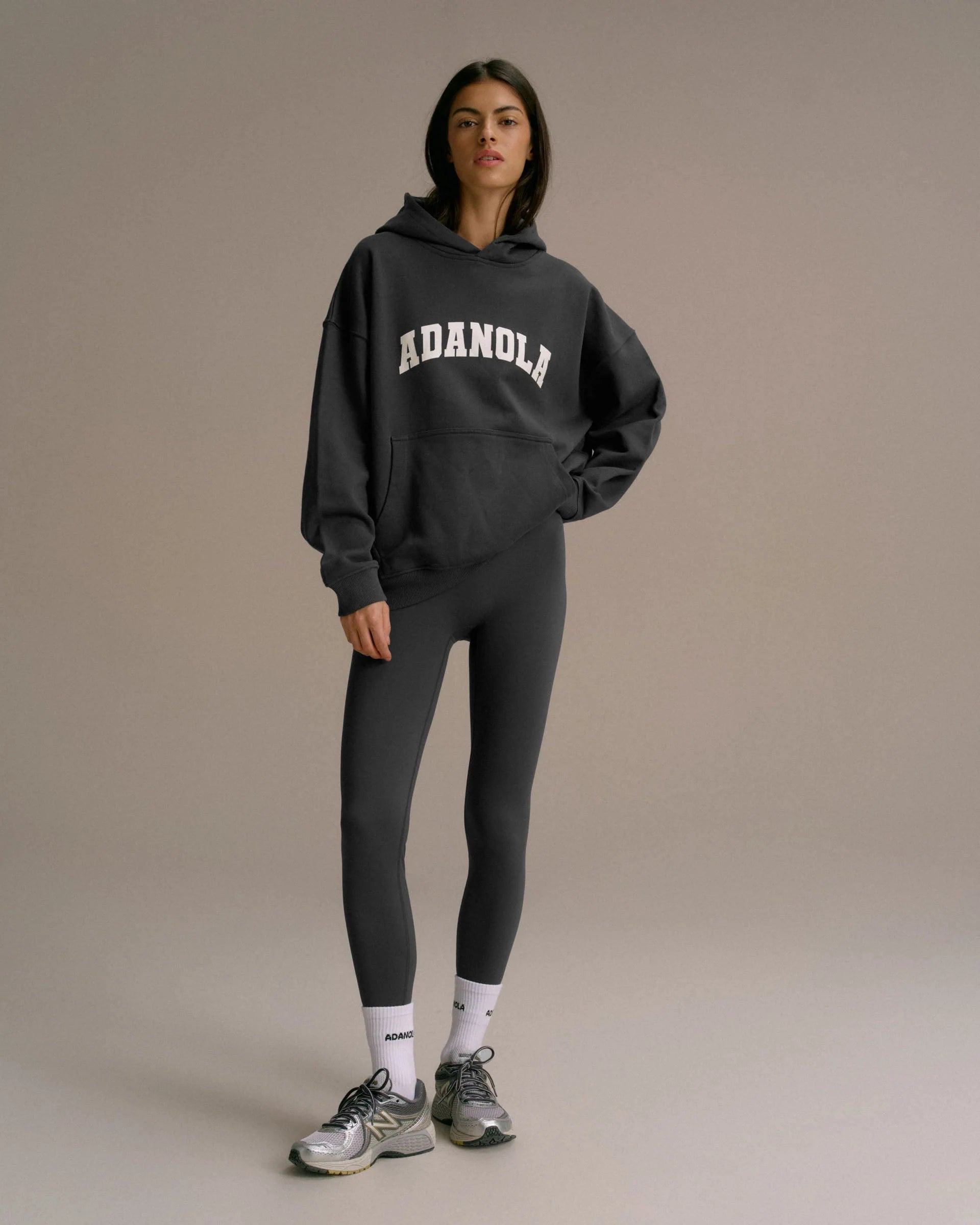 Varsity Oversized Hoodie - Graphite Grey/Marshmallow White