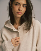 Loopback Henley Hoodie - Oatmeal Melange