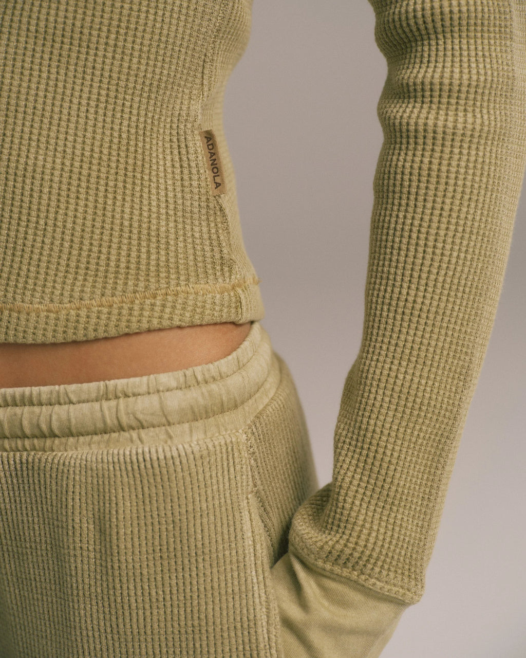 Waffle Raglan Long Sleeve Top - Pistachio Green