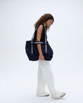 Branded Strap Tote Bag - Navy Blue