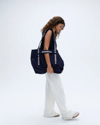 Branded Strap Tote Bag - Navy Blue