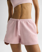 Varsity Applique Washed Sweat Shorts - Soft Pink