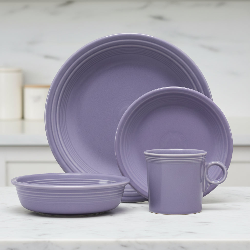 Lavender Classic Rim 4-Piece Dinnerware Set, Service for 1