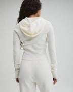 Panel Rib Knit Hoodie - Marshmallow White