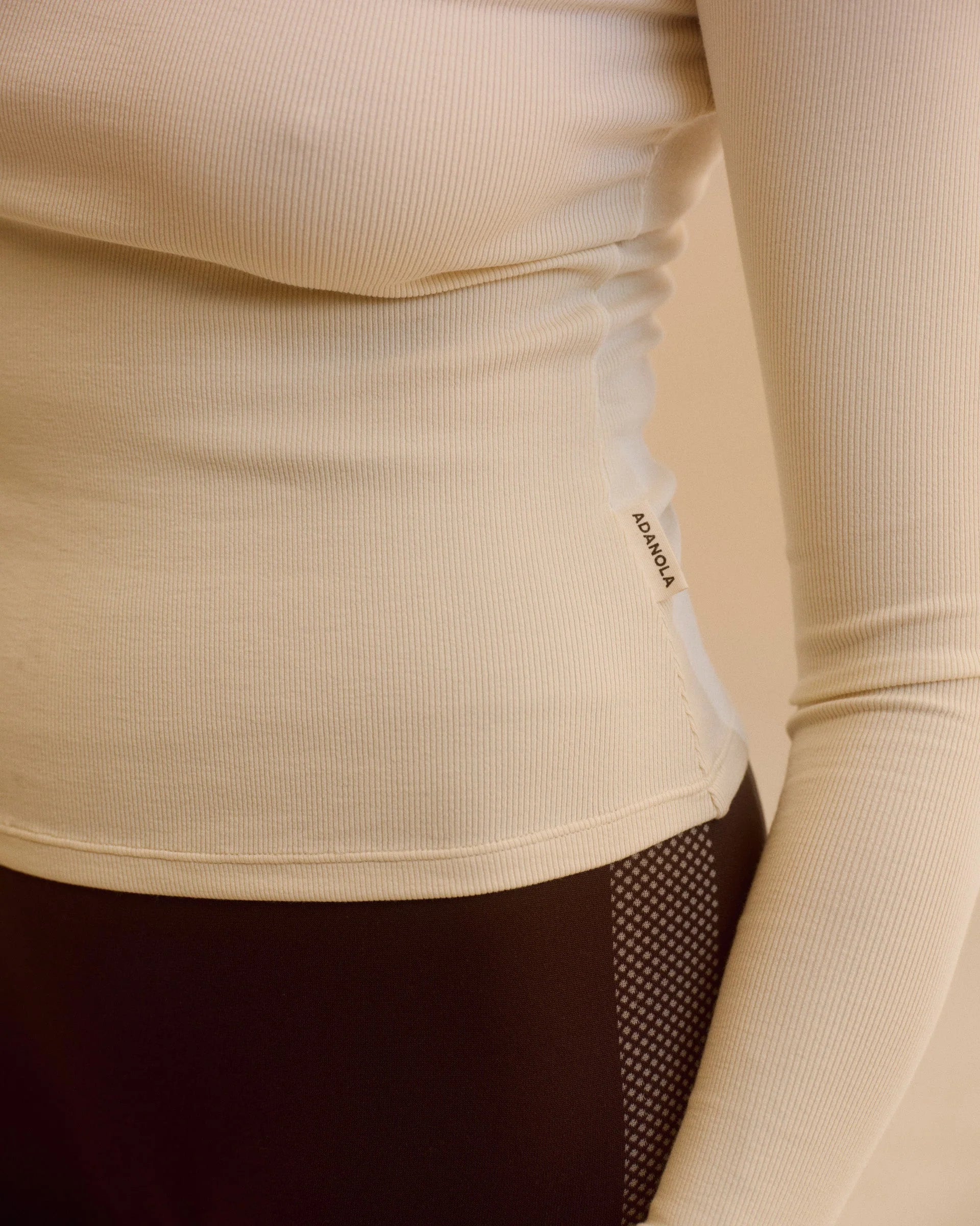 Rib Long Sleeve High Neck Top - Marshmallow White