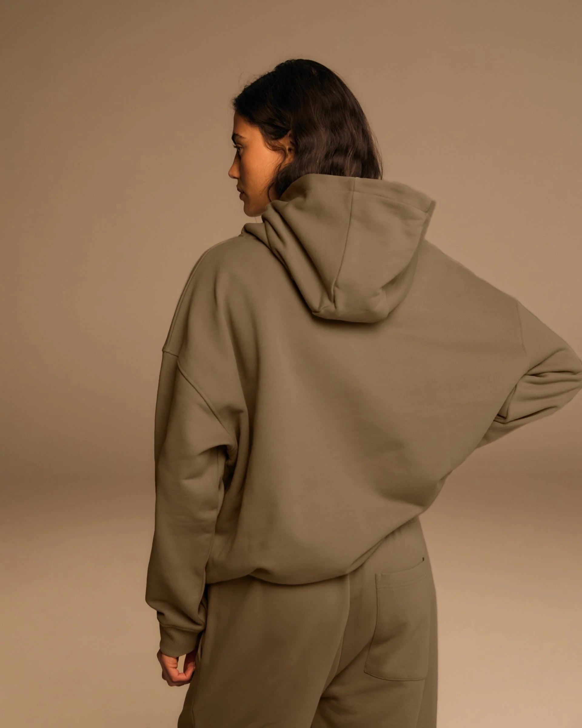 Varsity Oversized Hoodie - Khaki Beige