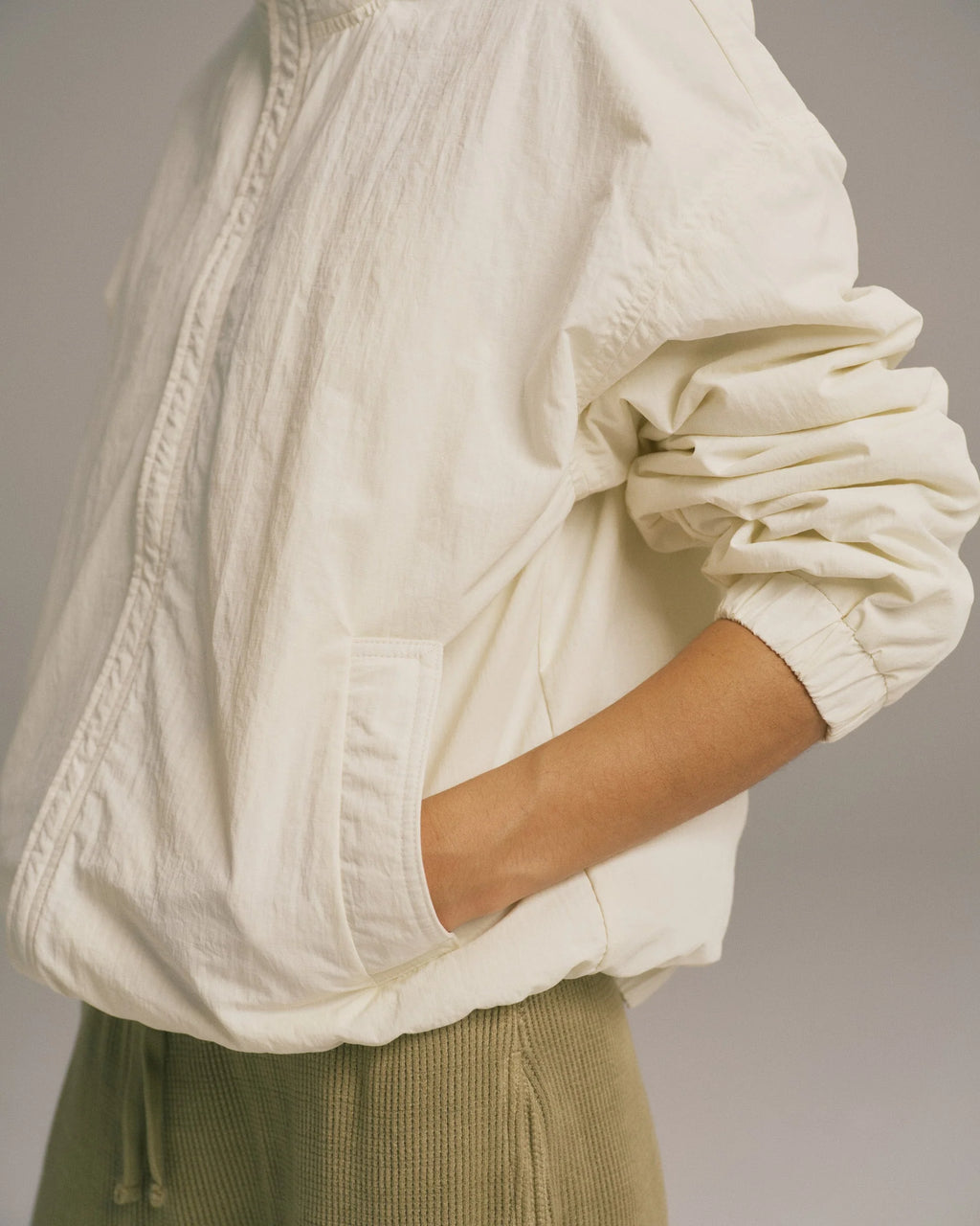 Funnel Neck Track Jacket - Marshmallow White