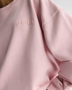 Varsity Applique Washed Oversized Sweatshirt - Soft Pink