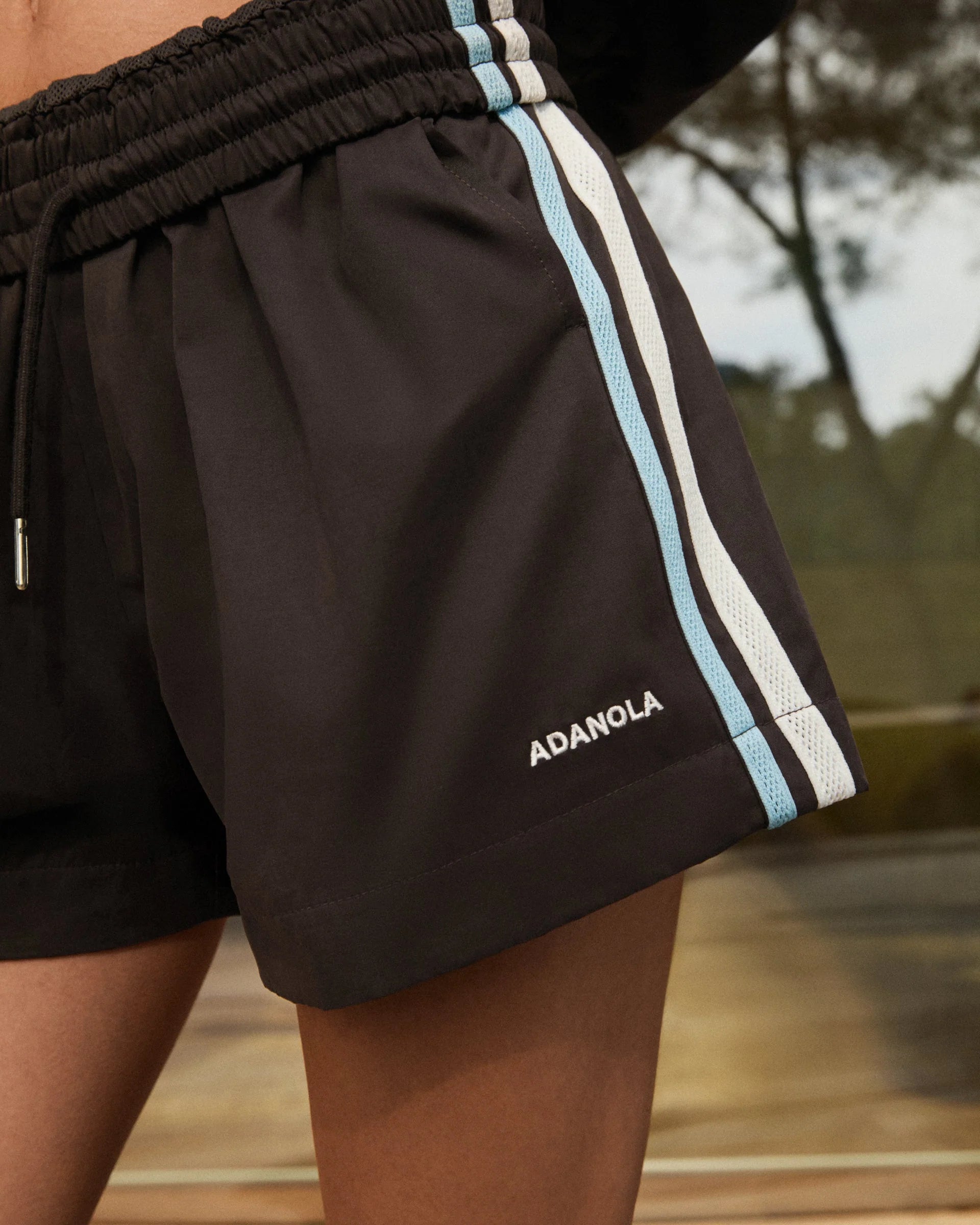 Woven Tape Detail Shorts - Coffee Bean