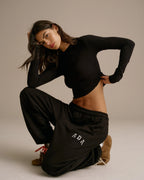 Cotton Long Sleeve Top - Black