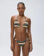 Tie Side Stripe Bikini Bottom - Coffee Bean