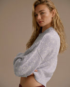 Textured Knit Oversized Sweatshirt - Blue