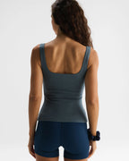 Soft Modal Rib Square Neck Cami Top - Storm Blue