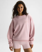 Varsity Applique Washed Oversized Sweatshirt - Soft Pink