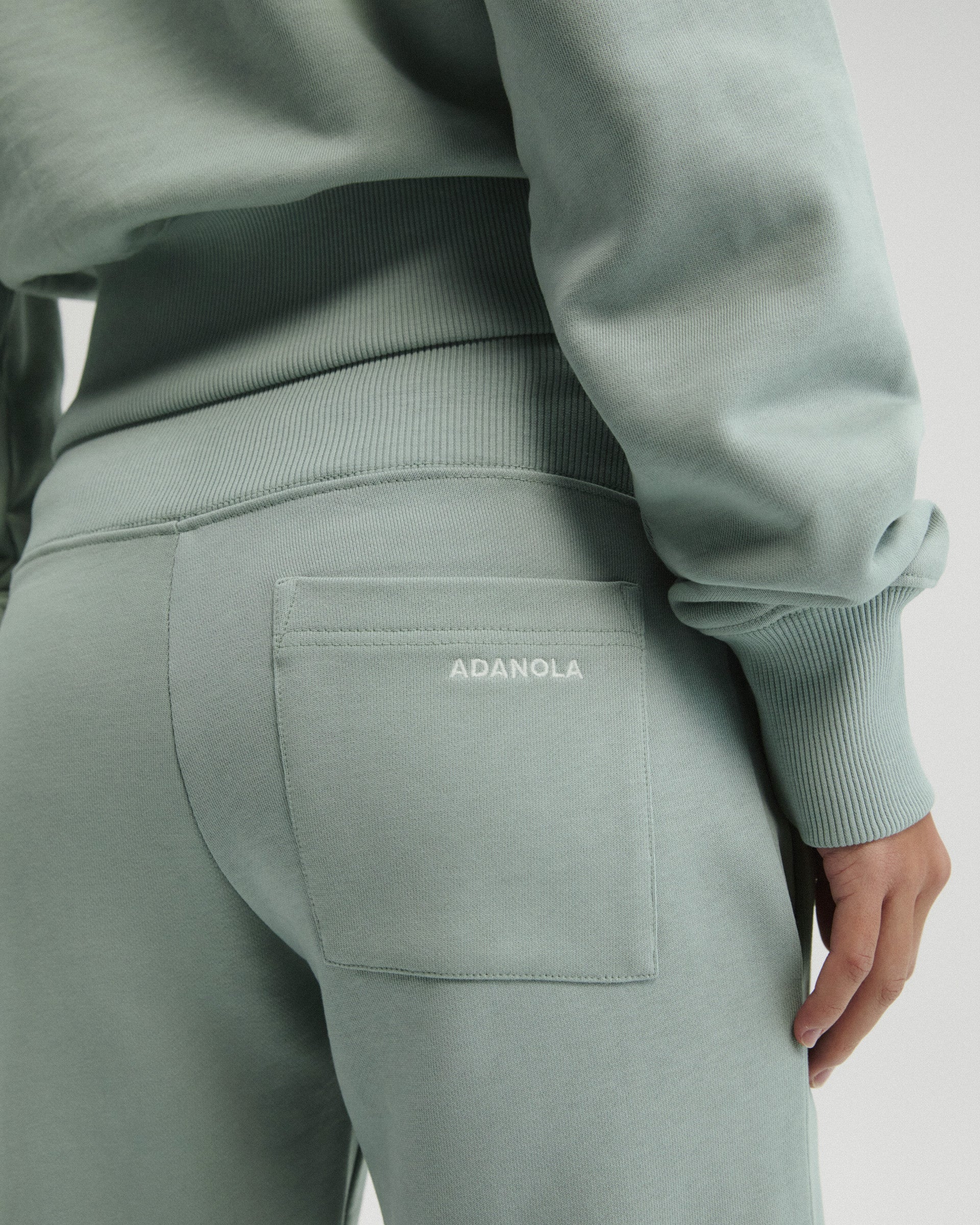 Rib Waist Straight Leg Sweatpants - Cloud Blue