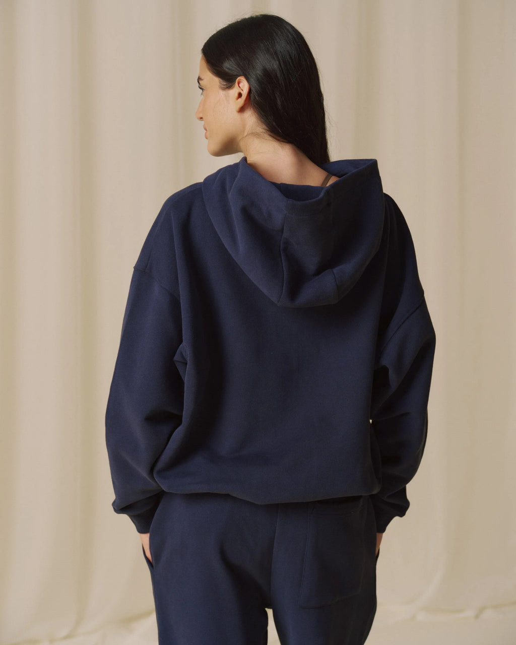 Varsity Zip Through Hoodie - Navy Blue