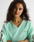Terry Towelling V-Neck Sweatshirt - Mint Green