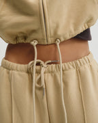 Pintuck Straight Leg Sweatpants - Caramel Beige