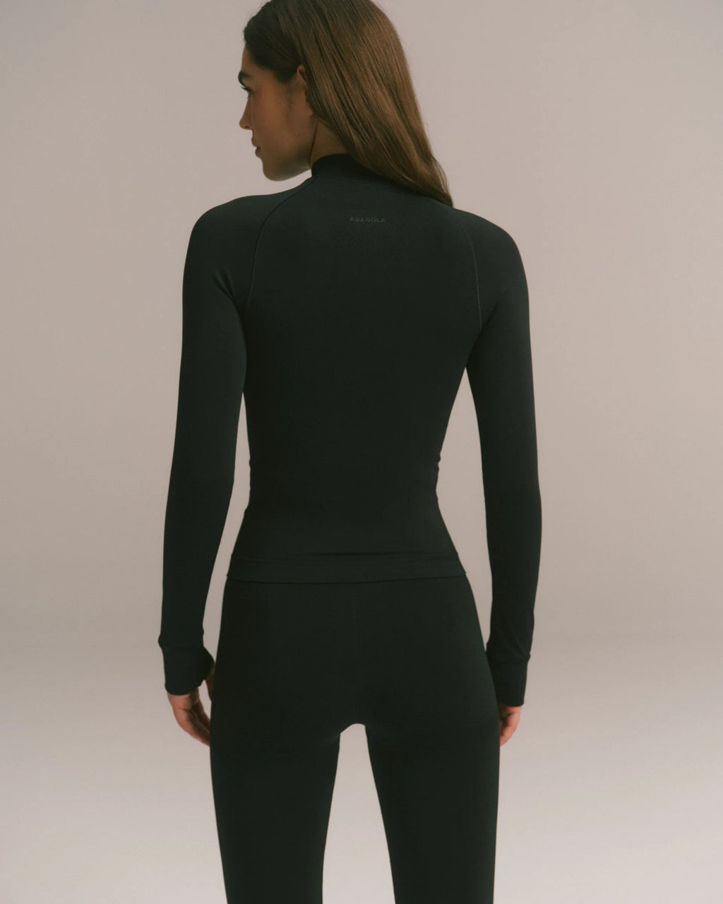 Seamless Longline Zip Up Top - Black