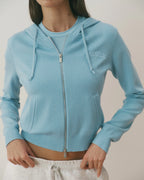 Knit Zip Through Hoodie - Breeze Blue