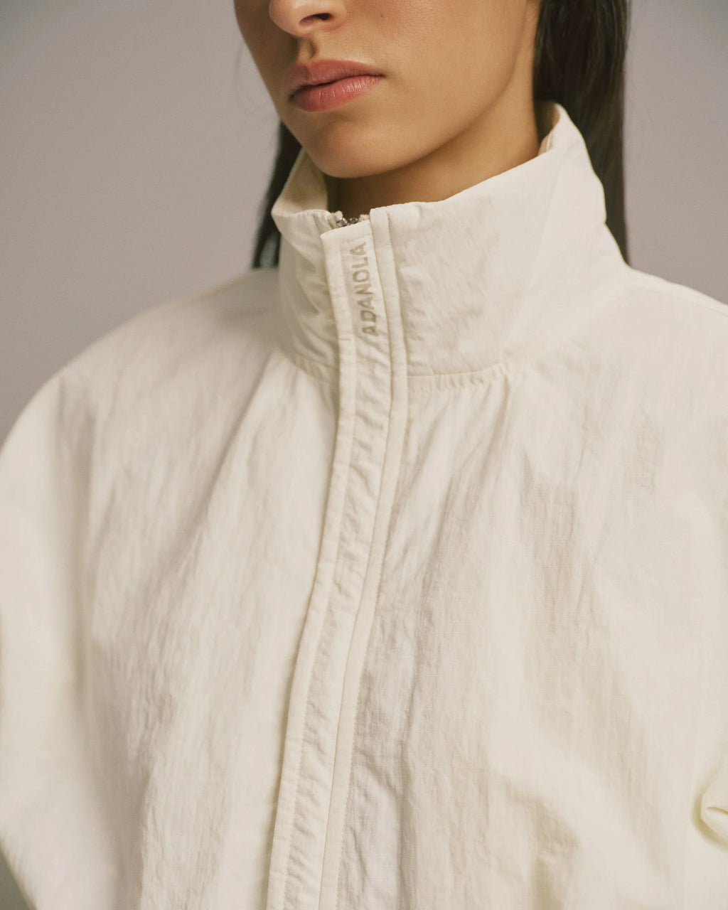 Funnel Neck Track Jacket - Marshmallow White