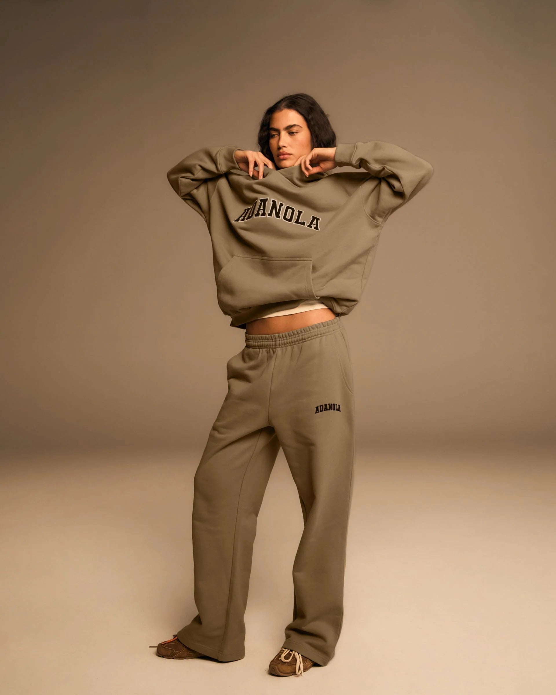Varsity Straight Leg Sweatpants - Khaki Beige