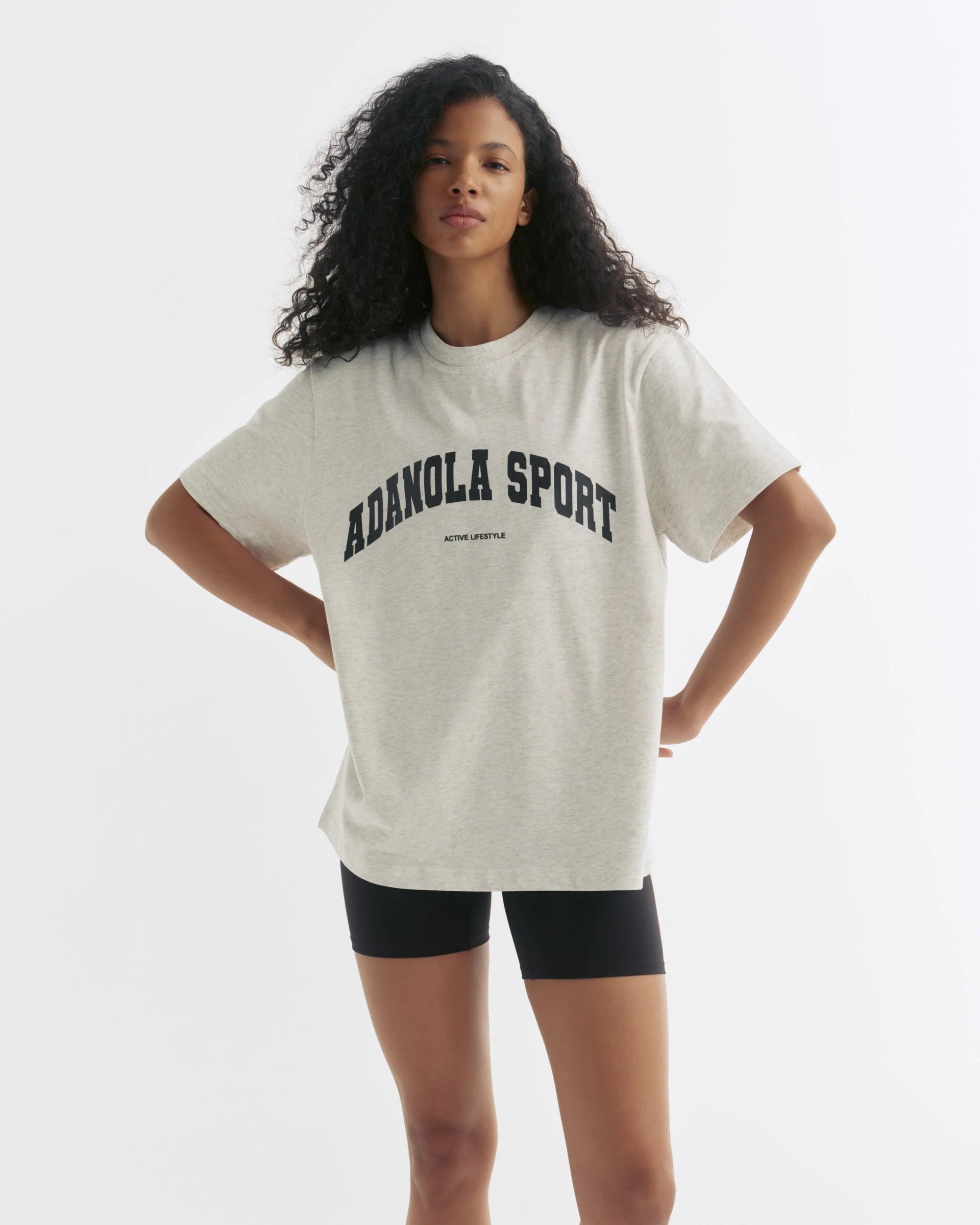AS Short Sleeve Oversized T-shirt - Light Grey Melange/Black