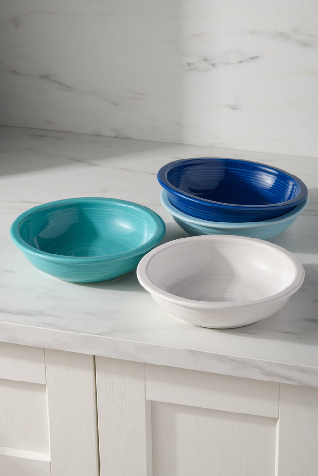 Mixed Coastal Blues Classic Rim 8 3/8-Inch 34OZ Pasta Bowls, Set of 4