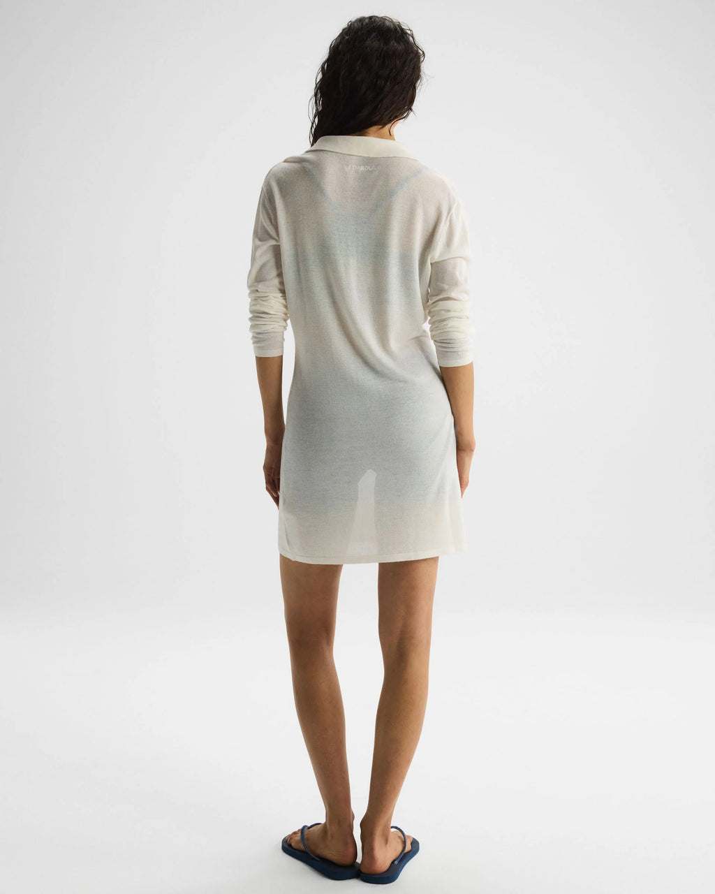Semi Sheer Collared Dress - Marshmallow White