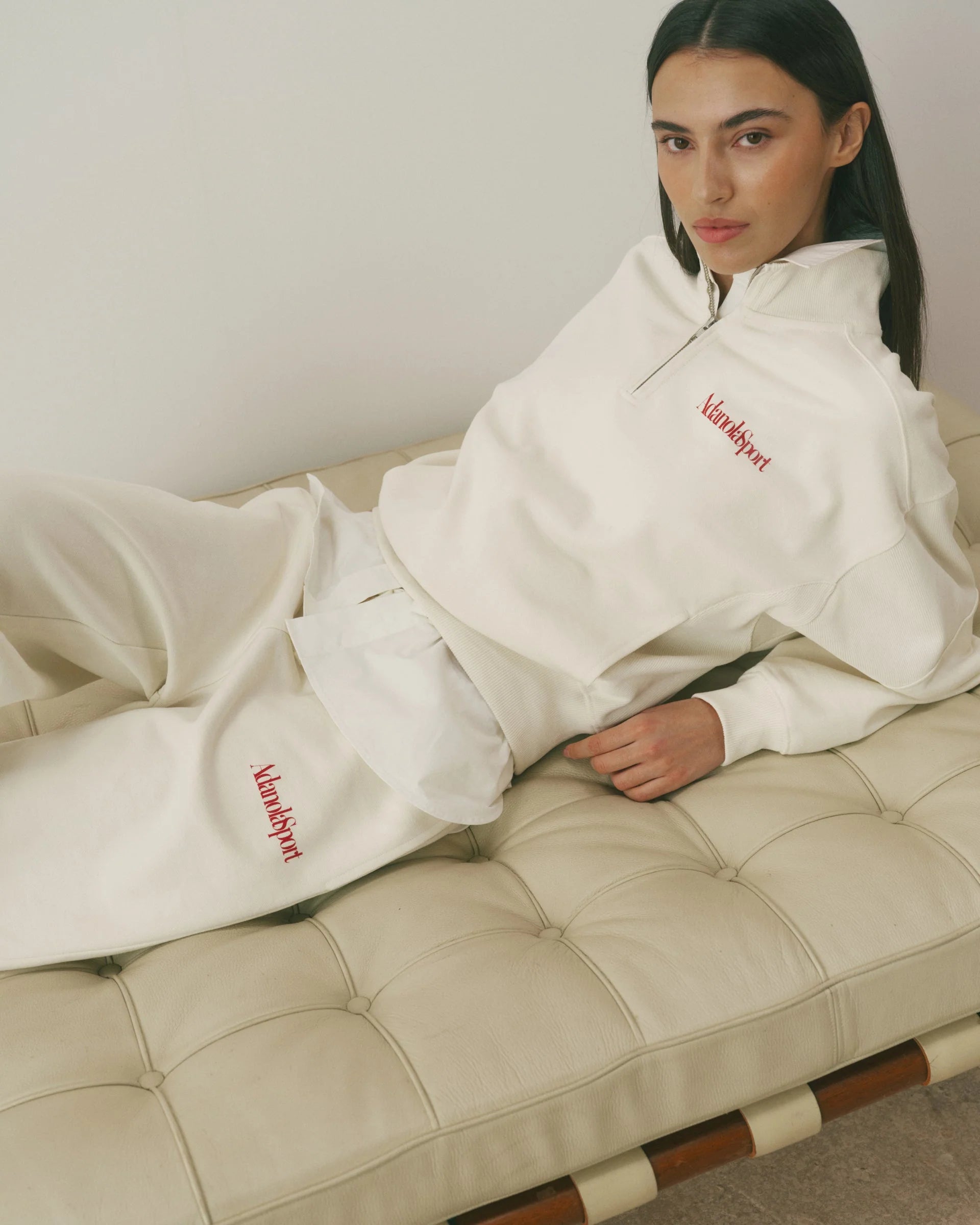 Retro AS Loose Fit Straight Leg Sweatpants - Marshmallow White/Classic Red
